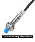 M8 Inductive Proximity Sensor Switch Normally Open NPN Two Millimeter Detection Distance, showcasing threaded body and lead cable