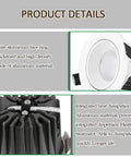 Image showing ELUKHT 13-PackRetrofit LED Recessed Light and LED Downlight 7W 10W with white aluminum trim and integrated heat dissipation.