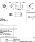 Technical diagram of Beefy M12 A Coding 8 Pin To RJ45 Cat6 Shielded Industrial Ethernet Adapter IP67 Bulkhead with dimensions and pin assignments.