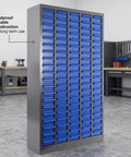 100 Drawer Bolt And Nut Organizer And Tool Storage Cabinet For Garage Workshop Grab And Go Access 26x9x46 Inches Rust Resistant Parts Cabinet For Hardware Storage in blue steel