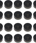 Guitar Pedal Footswitch Toppers 20 Pack Protective Caps For Effects Pedals, Enlarged Touch Surface, Black Plastic Caps Arranged