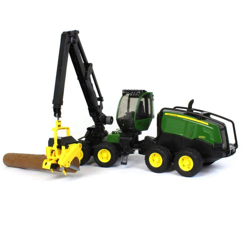 1:16 Scale Harvester Toy With Rotating Cab And Tree Trunk Access, realistic forestry vehicle for kids with durable plastic windows