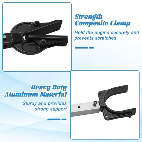 AHIER adjustable boat transom saver clamp front view with black composite head and mounting arm

AHIER transom saver clamp side view showing black composite jaw and metal mounting bar

Close-up of the black heavy-duty composite clamp head with screws

Installed view of transom saver clamp mounted on aluminum rail