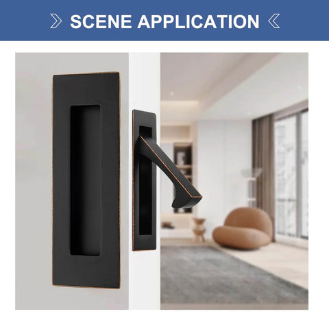 Oil Rubbed Bronze 6 Inch Pocket Door Hardware Kit With Recessed Flush Pulls And Edge Pulls In Stainless Steel For Closet Sliding And Barn Doors