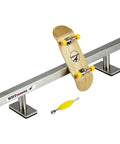 32mm Wood Fingerboard With Bearing Wheels And 10 Inch Metal Flat Rail Ready To Ride Finger Skateboard Set With Five Ply Solid Wood Deck And Stainless Steel Rail For Dope Smooth Tricks, includes metal rail and tool.