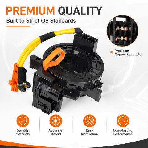 Top Tier Steering Clock Spring Tool Fits Toyota Tacoma Tundra Camry Corolla RAV4 Prius Sienna 4Runner Highlander Avalon Yaris Sequoia For Easy Reset And Quick Installation Replace Part Number 84306-06140 showing durable plastic, cables, and copper contacts.