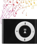 Go To Pocket MP3 Player For On The Go Tunes with music notes, Mini Clip On Music Player With Back Clip, Lightweight Black
