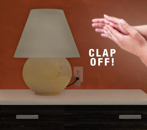 Sound Activated Wall Switch With Clap Detection For Easy Lights On Off Control Wireless Light Switch For Kitchen And Bedroom No More Fumbling In The Dark As Seen On TV shown turning off a lamp with a clap