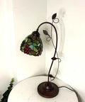 Grape Tiffany Style Stained Glass Table Lamp With Grapevine Decorated Base, 28-Inch Tall, 7-Inch Wide, Handmade Glass Craft, Warm White Glow