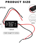 Universal 4 Pack Led Brake Light Strobe Controller With 12V 24V Flasher Module For Cars Trucks Motorcycles, showing dimensions and wiring connections.