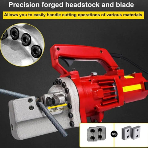 Heavy Duty Electric Rebar Cutter With 1250W Motor Cuts Up To 20mm Steel Bar Fast In Under Four Seconds with precision forged blade.