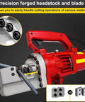 ZenHailure Industrial Grade Electric Rebar Cutter Rc-20 Model with precise headstock blades for cutting 4 to 20mm steel bars.