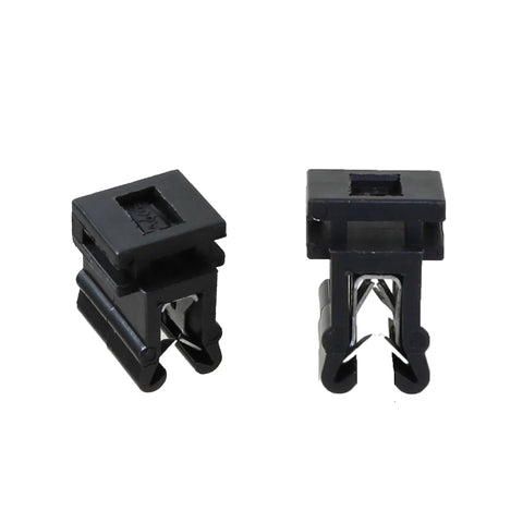 Four Way Zip Tie Mounts With Snap-In Steel Grip Clips, 50-Pack Adhesive-Free Cable Management Mounts, close-up view.
