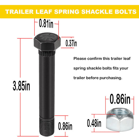 Nine Sixteenth Inch Eighteen Thread Trailer Leaf Spring Shackle Bolts With Nuts Three And One Half Inch Long dimensions diagram