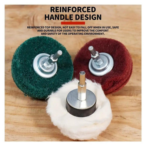 10 Piece Nonwoven Abrasive Buffing Wheel Set With One Quarter Inch Shank For Polishing And Surface Prep