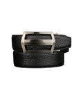 Men's Golf Ratchet Belt With Adjustable Leather Strap, 1.38 Inch Wide Black, Fits Up To 45 Inch Waist with textured buckle