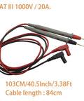 Ultra Sharp Gold Plated Test Probe Lead Set For Multimeters 1000V 20A 40.5 Inch Length Beefy Heavy Duty Leads CAT III Code Visible