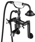 Clawfoot Tub Faucet Set With Handheld Shower Victorian Style Double Cross Handles 6 Inch Center Adjustable Swing Arms Tub