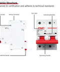 Rock Solid 2 Pole 100 Amp 500V Dc Miniature Circuit Breaker With Din Rail Mount For Solar Pv Systems, detailed exterior structure.