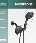 2-In-1 Shower Head Combo With Water Saving 1.8 GPM Rainfall And Handheld Spray, 59-Inch Stainless Steel Hose, Matte Black Finish