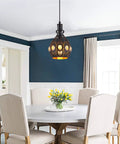 Dining room with Plug In Pendant Lighting Swag Lamp In Black Iron With Adjustable Cord Vintage Rustic Hanging Ceiling Fixture Dimmable Pendant Light
