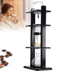 Kick Back And Sip Straight Up Smooth Cold Brew With This Sleek Glass Cold Drip Coffee Tower Featuring A Sturdy Wooden Stand And Generous 32 Oz Capacity For Seriously Delicious Iced Coffee Daily, with coffee beans.