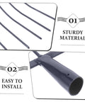 Close-up of iron tines and handle attachment on Handheld Manure Fork For Farming With Ergonomic Handle Iron Garden Fork