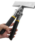 Six Inch Hand Seamer Metal Bender Tool With Straight Jaw For Sheet Metal Bending And Flattening, shown in hand view.