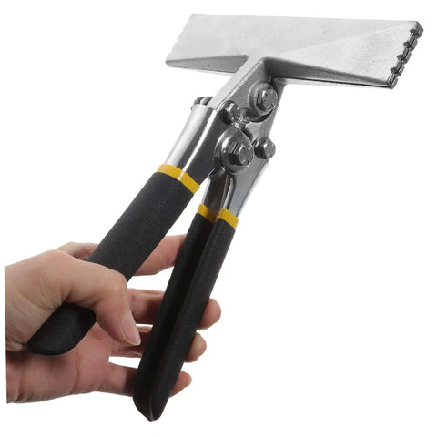 Six Inch Hand Seamer Metal Bender Tool With Straight Jaw For Sheet Metal Bending And Flattening, shown in hand view.