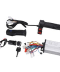 350W Electric Motor Controller Kit With Efficient Heat Dissipation For E Bikes Trikes And Motorcycles Aluminum Alloy Housing Rubber Brushed Throttle Grip Ignition Switch With 2 Keys Ride Ready Safe Reliable Integration with throttle grips, ignition switch, keys, wires, and controller
