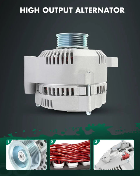 High Output 130 Amp Alternator Replacement For Ford Mustang 1994-2000, Thunderbird 1994-1997, Mercury Cougar 1994-1997
