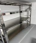 Ultra Durable 4 Shelf Garage Organizer Rack With 304 Stainless Steel Build For Tools, Power Cords And Storage Bins in a garage