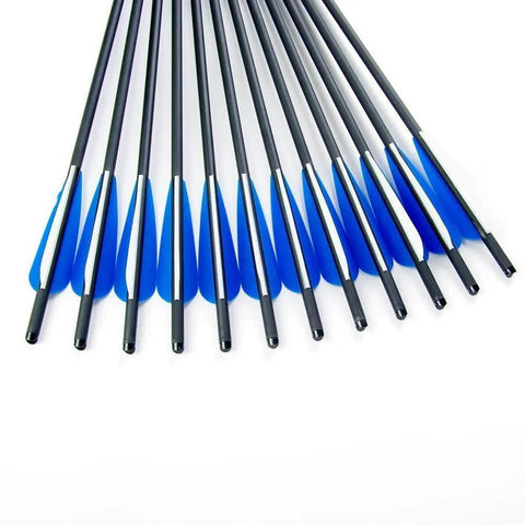 Carbon Arrow Set For Crossbow Hunting 20 Inch Bolts With Four Inch TPU Vanes And Replaceable Arrowhead Tips 12 Pack