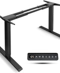 Esupy Dual Motor Electric Standing Desk Frame With Height Adjustable Sit To Stand Up Base Heavy Duty DIY Desktop Legs 4 Memory Controller Over 300 Lb Load Capacity Smooth Quiet Operation For Home Office Setup showing black steel frame and height controller.