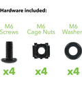 Included hardware: M6 screws, cage nuts, washers for 2U Plastic Rack Mount Horizontal Cable Manager Duct Raceway For 19 Inch Server Rack.