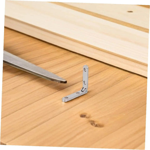 Close-up of 12 Piece Zinc Alloy 90 Degree Miniature Hinges for Jewelry Boxes Cabinets Small Chests and Wooden Cases DIY Crafts