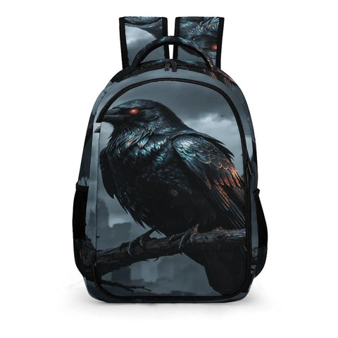 Dark Storm Castle Crow Printed Unisex Backpack With Large Capacity Durable Polyester Breathable Comfort Sturdy Zipper Ideal For School Travel And Everyday Use