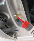 Graphite Garage Door And Lock Lubricant 60ml Oil Free Powder Formula shown being applied to car lock hinge