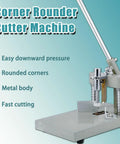 Heavy Duty Corner Rounder Press Built Like A Tank With Dual R6 And R10 Radius Dies For Laminates Plastics And Business Cards Solid Steel Frame Yields Killer Precision Daily with metal body and handle.
