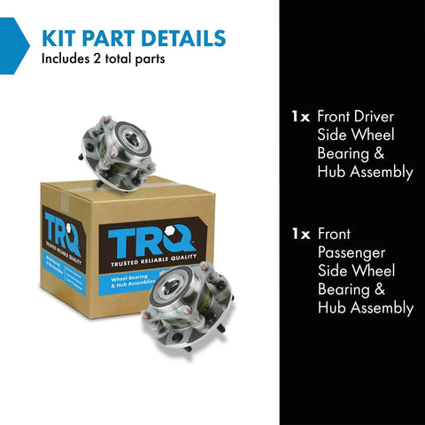 Heavy Duty Front Wheel Bearing And Hub Assembly Pair For Driver And Passenger Axles To Deliver A Straight Bolt In Install and Bulletproof Road Performance - includes two parts.