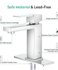 Polished Chrome Bathroom Faucet Single Handle Stainless Steel Solid 304 Build With Honeycomb Aerator Easy Install