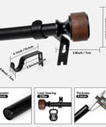 Rustic Wood Curtain Rod With Heavy Duty Adjustable Length 1 Inch Diameter Drapery Rod Featuring Faux Wood Grain Finials Built To Last In Matte Black Walnut Modern Luxe Farmhouse Style Vibe For 36 To 88 Inch Windows, 1-inch rod with wall bracket and walnut finial