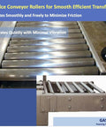 Pack of 4 Heavy Duty Long Roller Conveyors. 16 Inch Galvanized Steel Tubes with 1.5 Inch Diameter. Smooth transfer and low vibration.