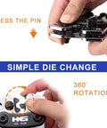 Pro Grade Battery Cable Crimping Tool With Cutter And Rotatable Jaw Six Crimp Sizes 10 8 6 4 2 1 AWG in hand showing 360 rotation