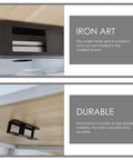 Close-up of heavy duty laptop stand and tablet mount under desk organizer rack black, showcasing compact iron design.