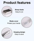 Green onion crinkle cutter with stainless steel blades; silver, includes blade cover and hanging hole