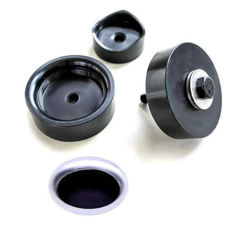 Heavy Duty Hole Punch And Flare Tool In Black Finish With Two And Three Quarters Inch Die Set featuring steel construction and bolt components.