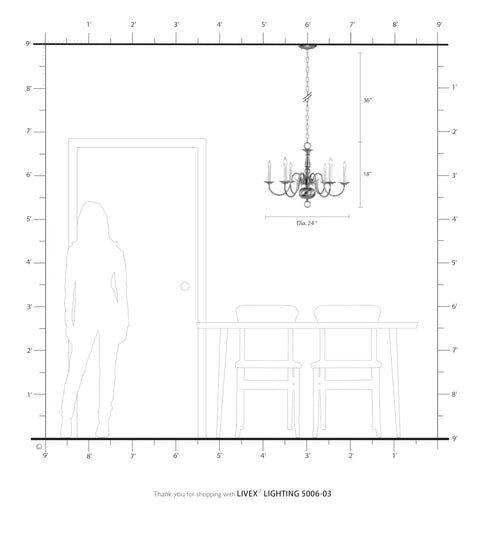 Williamsburgh 6 Light Chandelier In White Traditional Steel Fixture For Dining Room size illustration