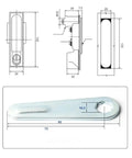 Heavy Duty Industrial Cabinet Switch Power Distribution Box Lock With Key Handle For Secure Machine Equipment And Furniture Hardware Use, detailed dimensions.