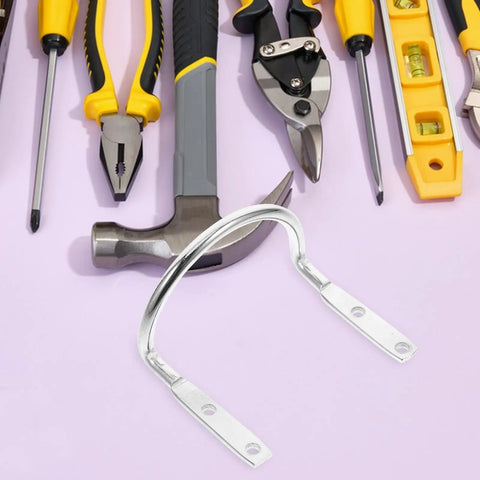 Heavy Duty Hammer Holder Wall Mount Tool Rack With Iron Hooks, 4 Pack, shown with tools on a light surface